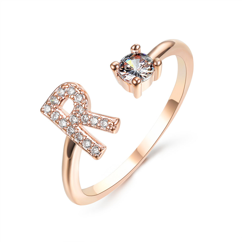New Design Adjustable 26 Initial Letter Ring Fashion Jewelry For Women Simple Elegant Jewelry New Design Adjustable 26 Initial Letter Ring Fashion Jewelry For Women Simple Elegant Jewelry